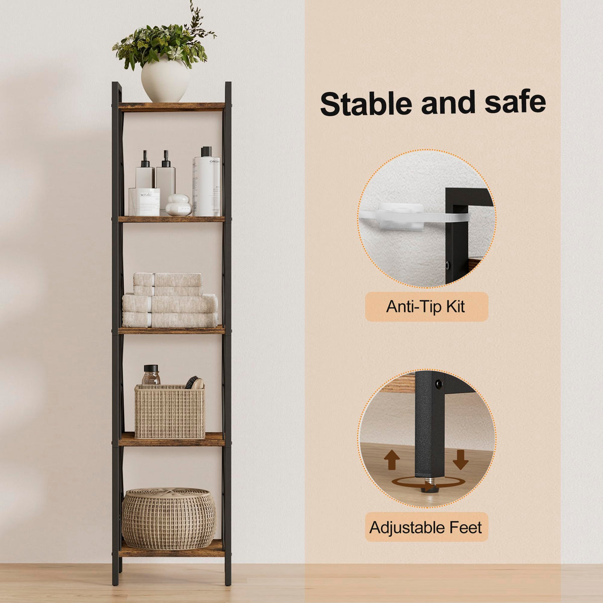 5 Tier Metal Bookshelf E972135