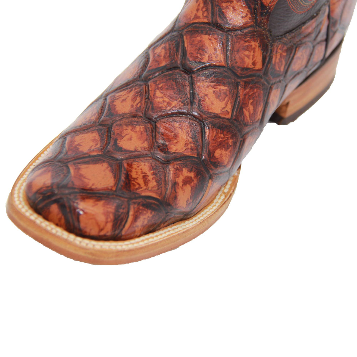 Leather Pirarucu Fish Print Western Boots J456