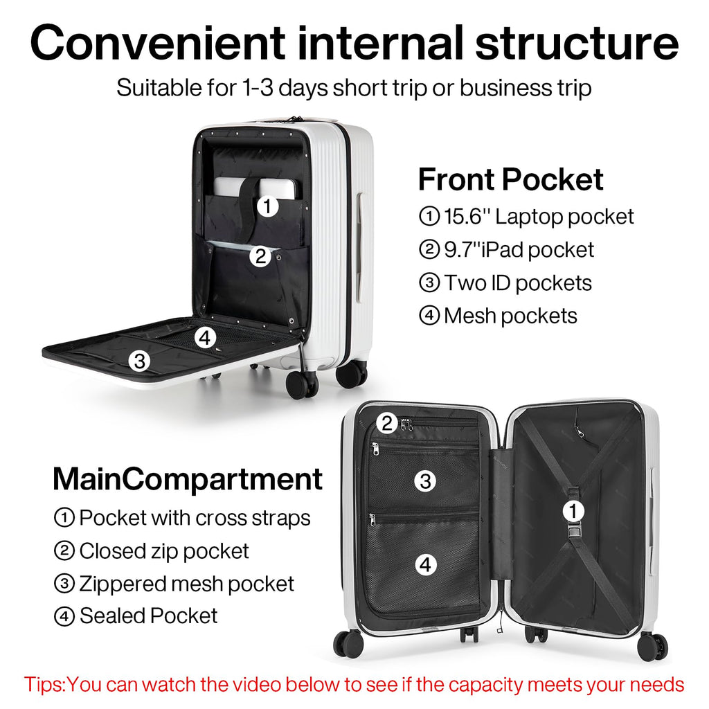 20 Inch Hard Shell Carry On Luggage with Wheels V619133