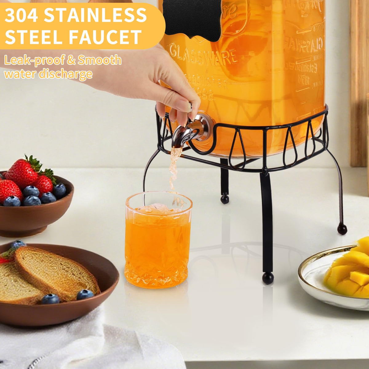 2 Gallon Glass Beverage Dispenser Jar K520