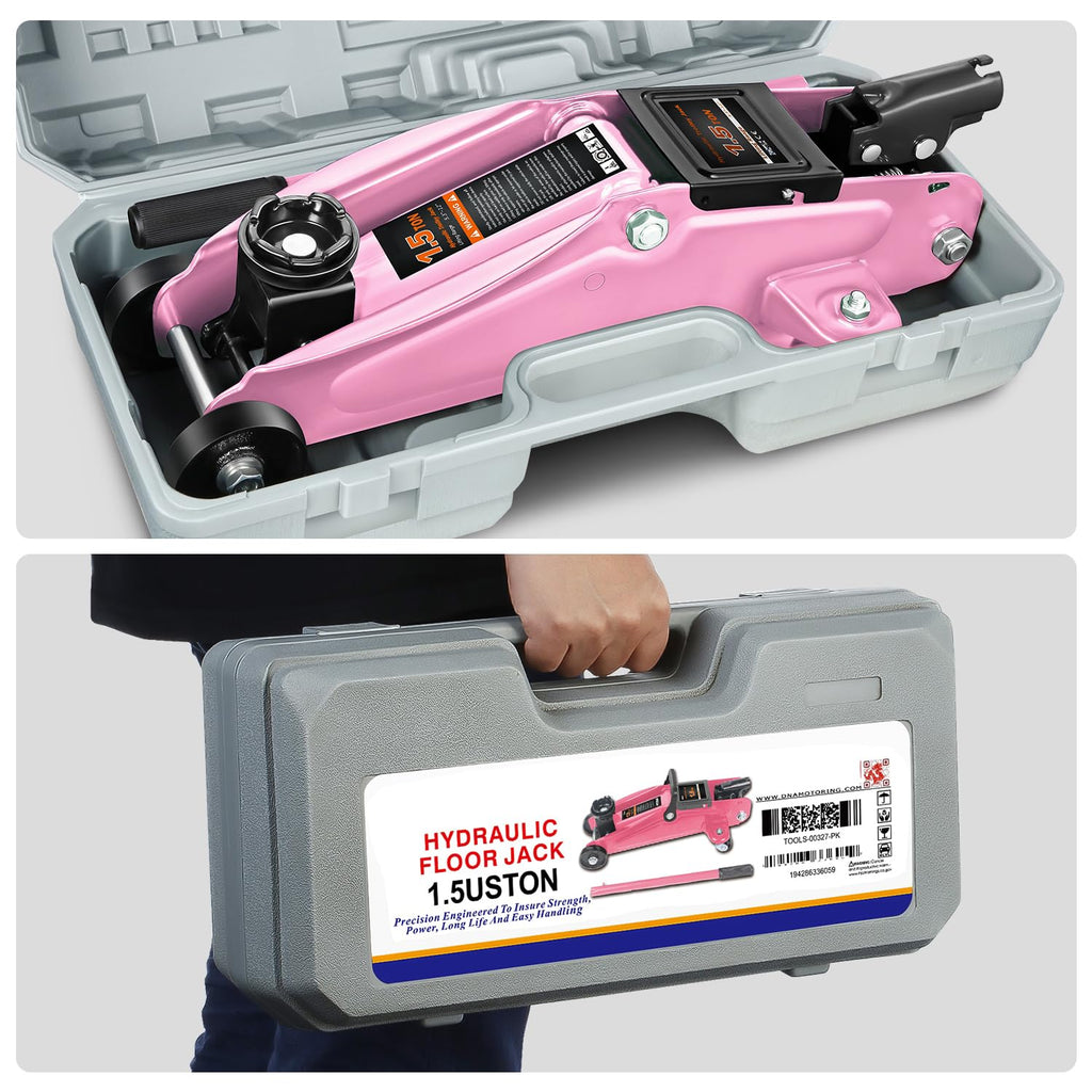 Low Profile Hydraulic Trolley Floor Jack 1.5 Ton Pink P98519