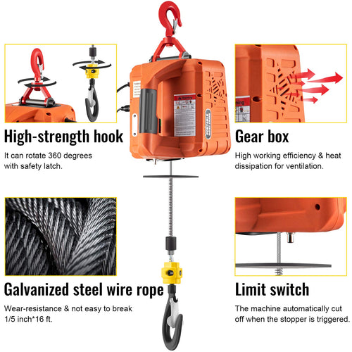 1500W Portable Electric Hoist Winch J548274