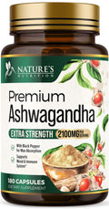 Ashwagandha Capsules with Black Pepper Vegan 180 Capsules F86634