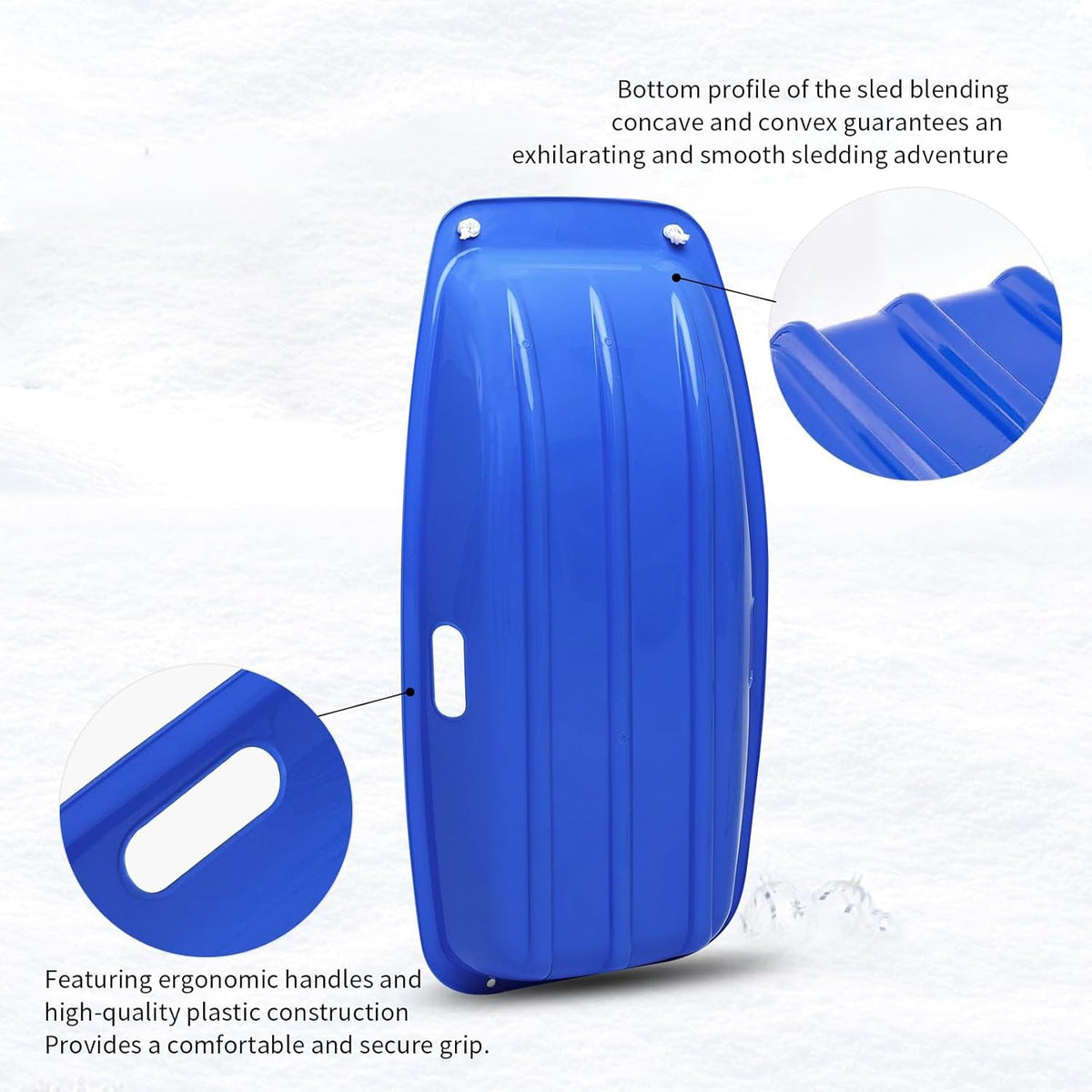 35 Inch 2-Person Plastic Snow Sled with Pull Rope O93608
