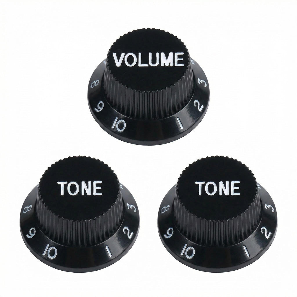 Black 1 Volume 2 Tone Guitar Control Knobs Set E359943