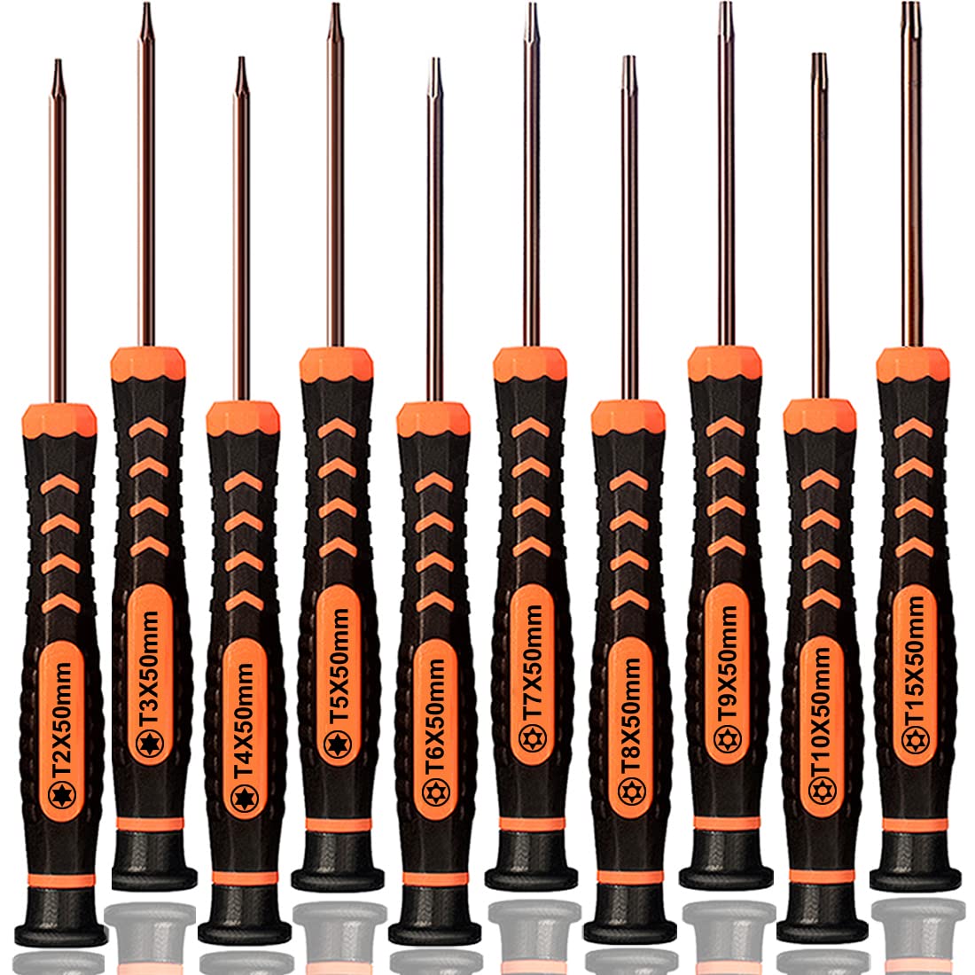 Torx Screwdriver Set of T2-T15, 10-Piece Magnetic Security Screwdrivers M304541