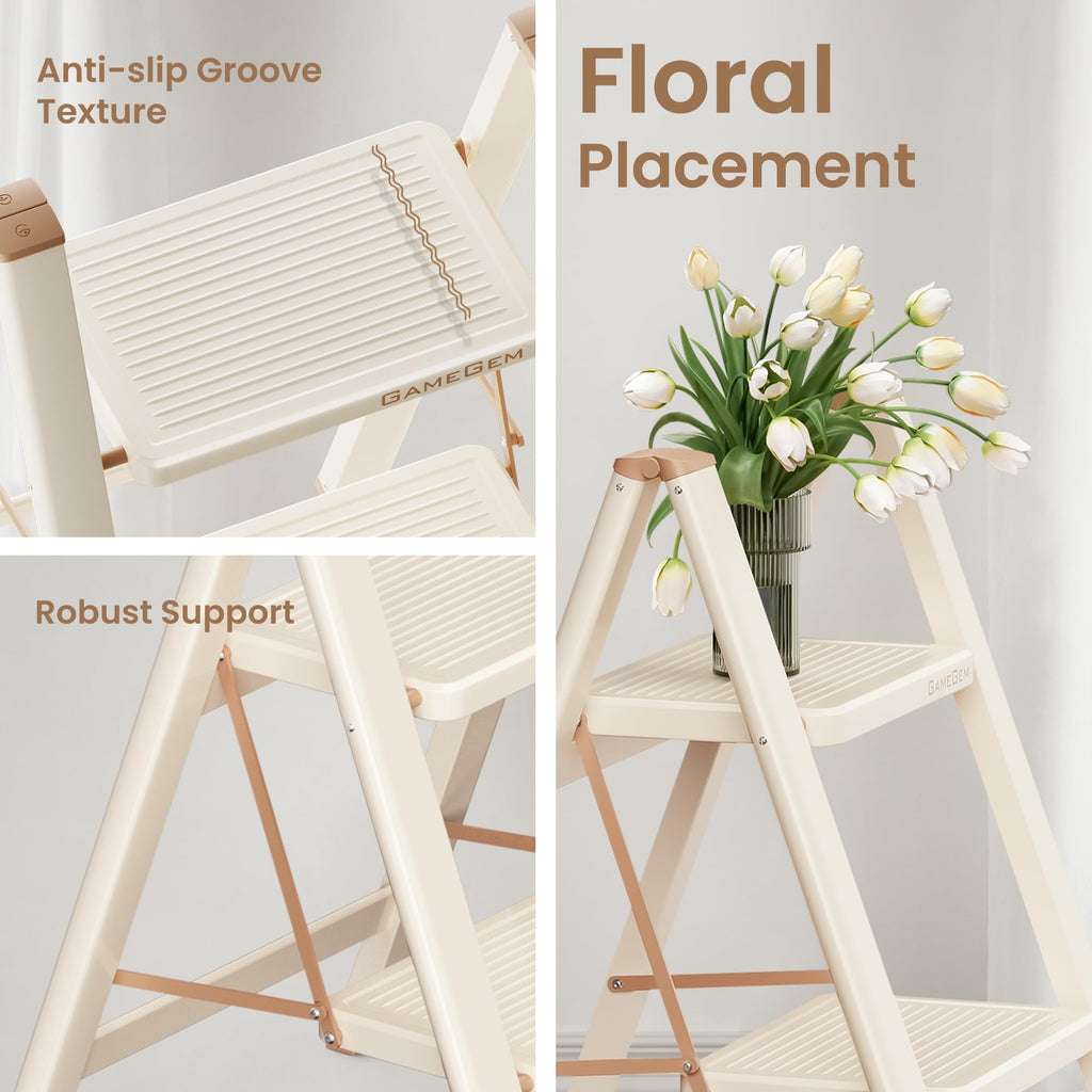 3 Step Folding Ladder with Anti Slip Pedal U742