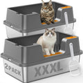 Extra Large Stainless Steel Litter Box with High Sides Y358