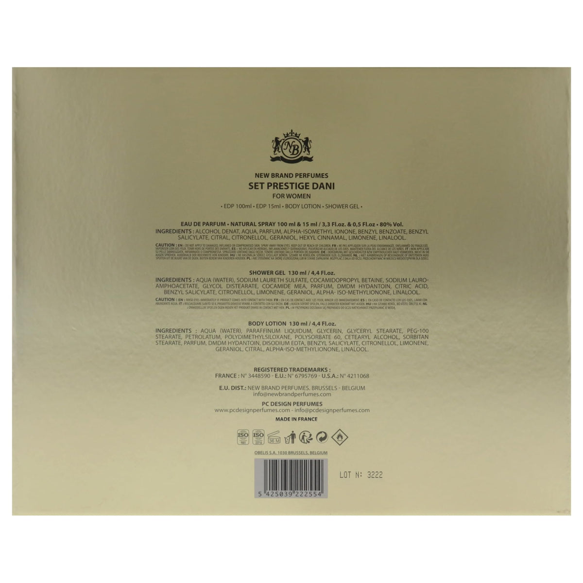 4 Pc Gift Set 3.3oz EDP Spray, 0.5oz EDP Spray, 4.4oz Shower Gel, 4.4oz Body Lotion M683