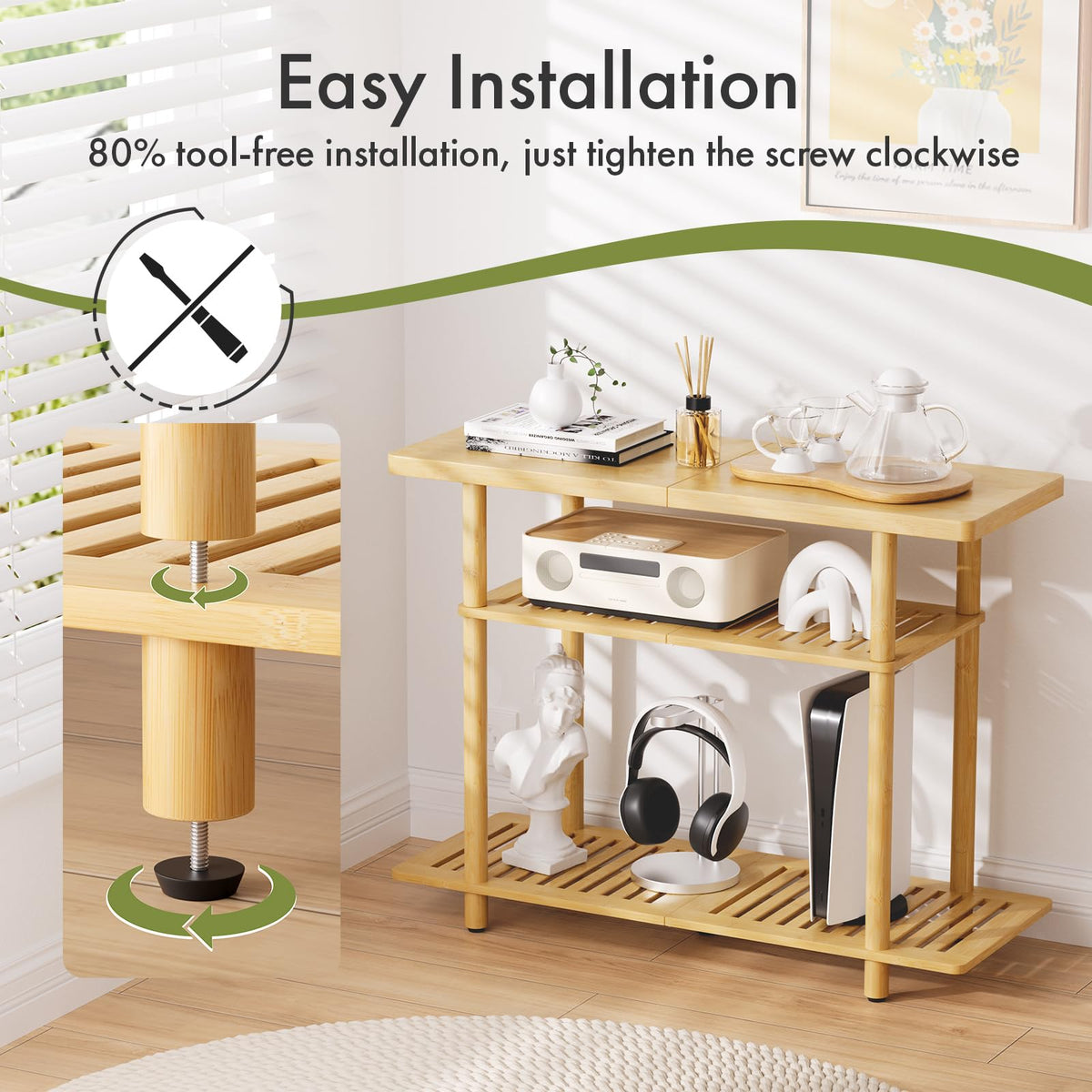 Bamboo 3-Tier TV Stand for up to 32 Inch C1308