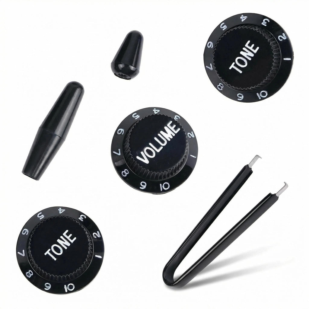 Black 1 Volume 2 Tone Guitar Control Knobs Set E359943