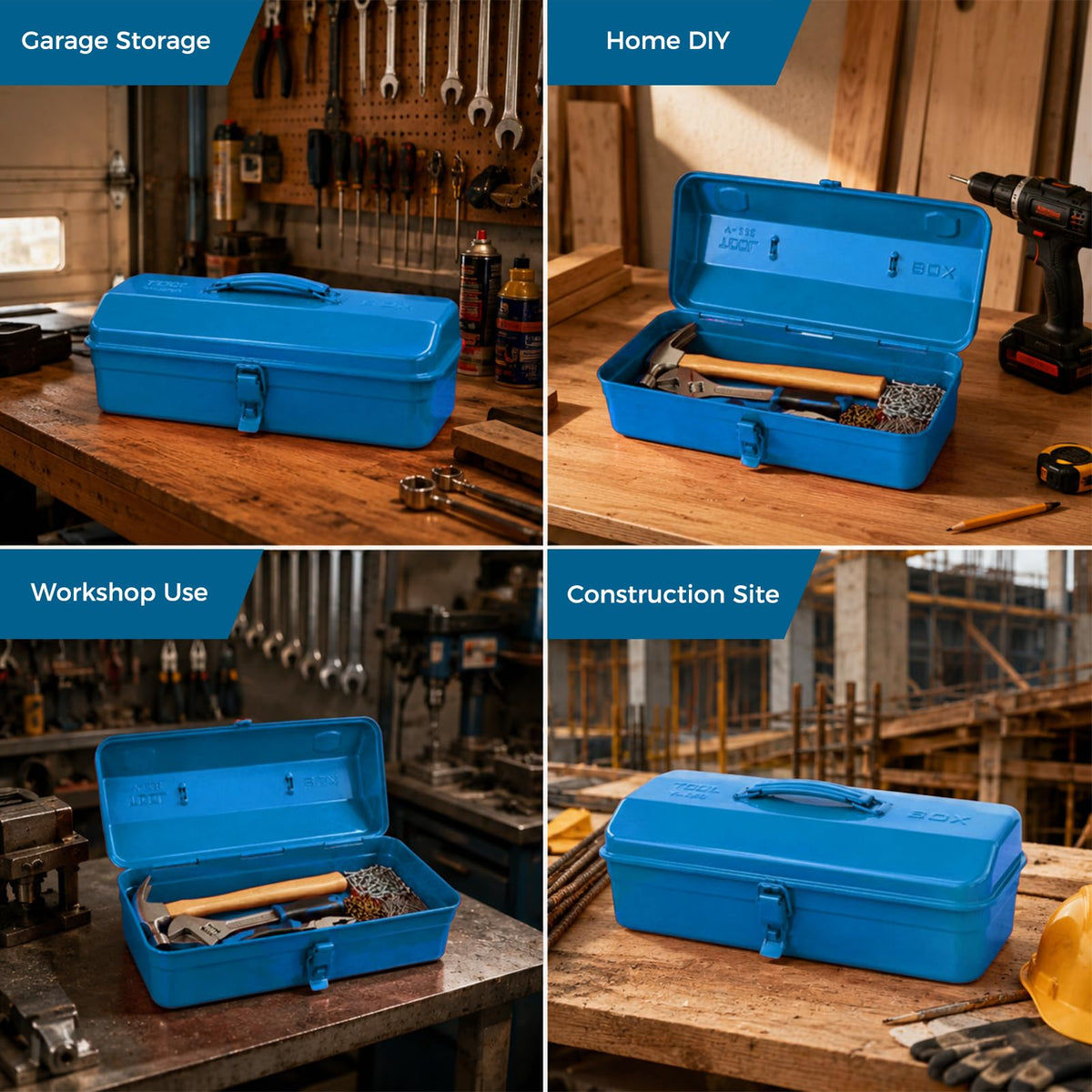14.6" Metal Tool Box with Lock D974