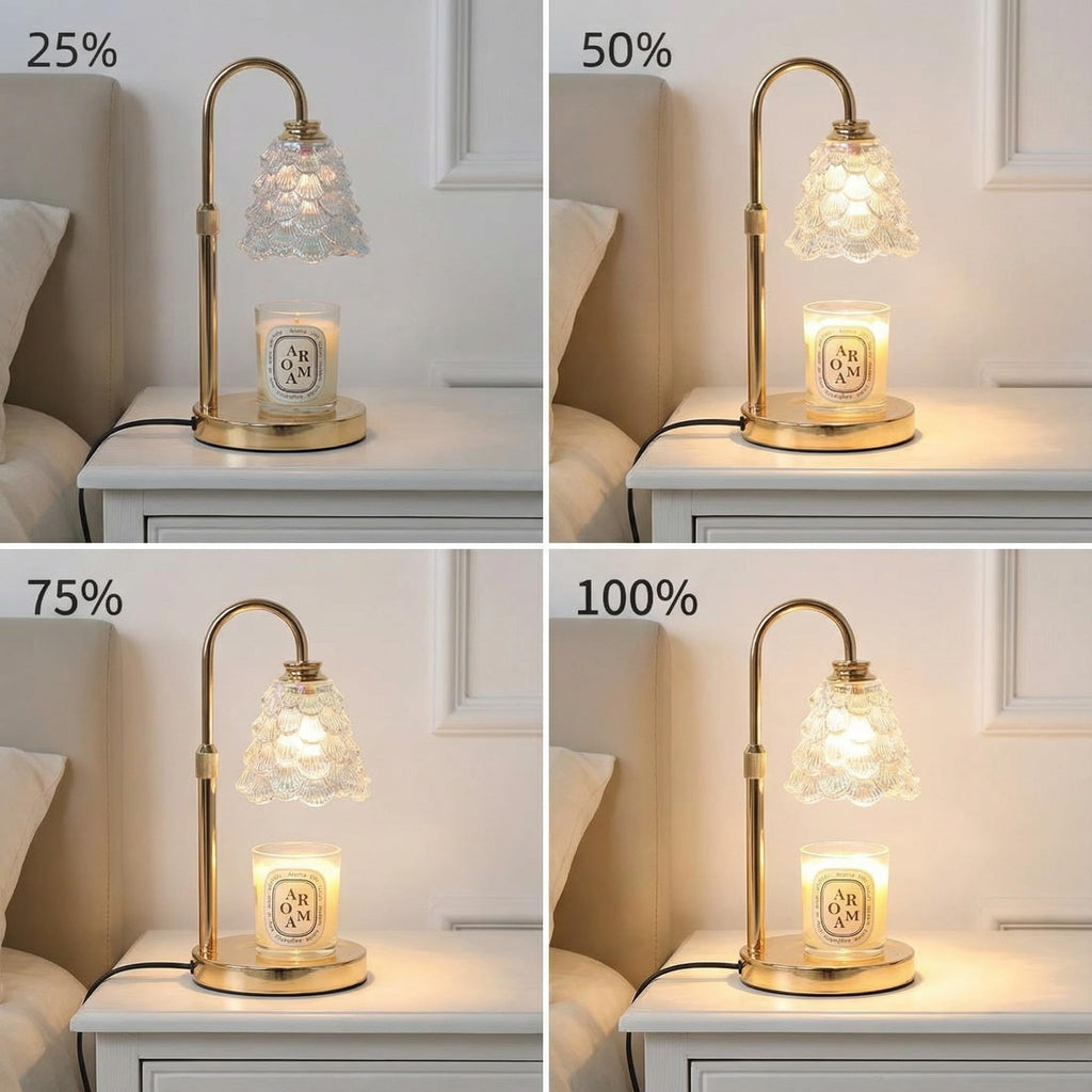 Candle Warmer Lamp with Timer & Dimmer, Adjustable Height, Gold Q45399