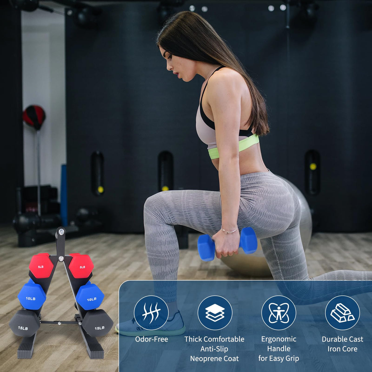 PVC Coated Hexagon Dumbbells Set S207312
