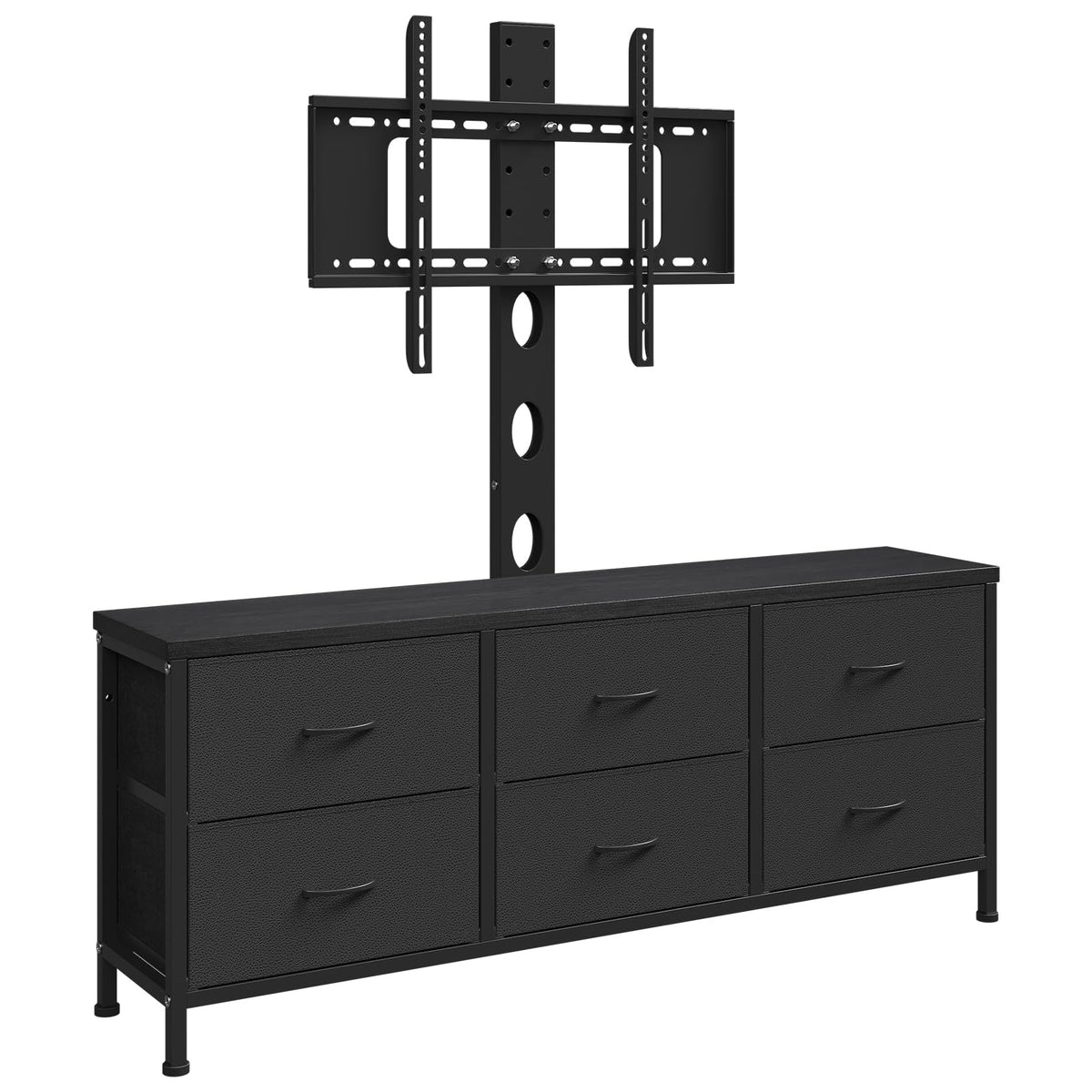 Black 6 Drawer TV Stand with Mount L4208