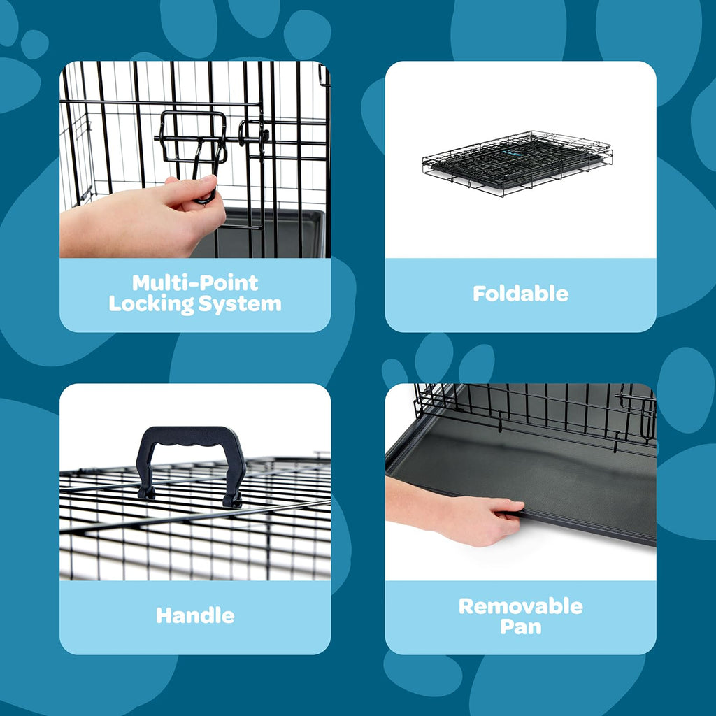 36" Foldable Metal Dog Crate with Removable Tray J9943