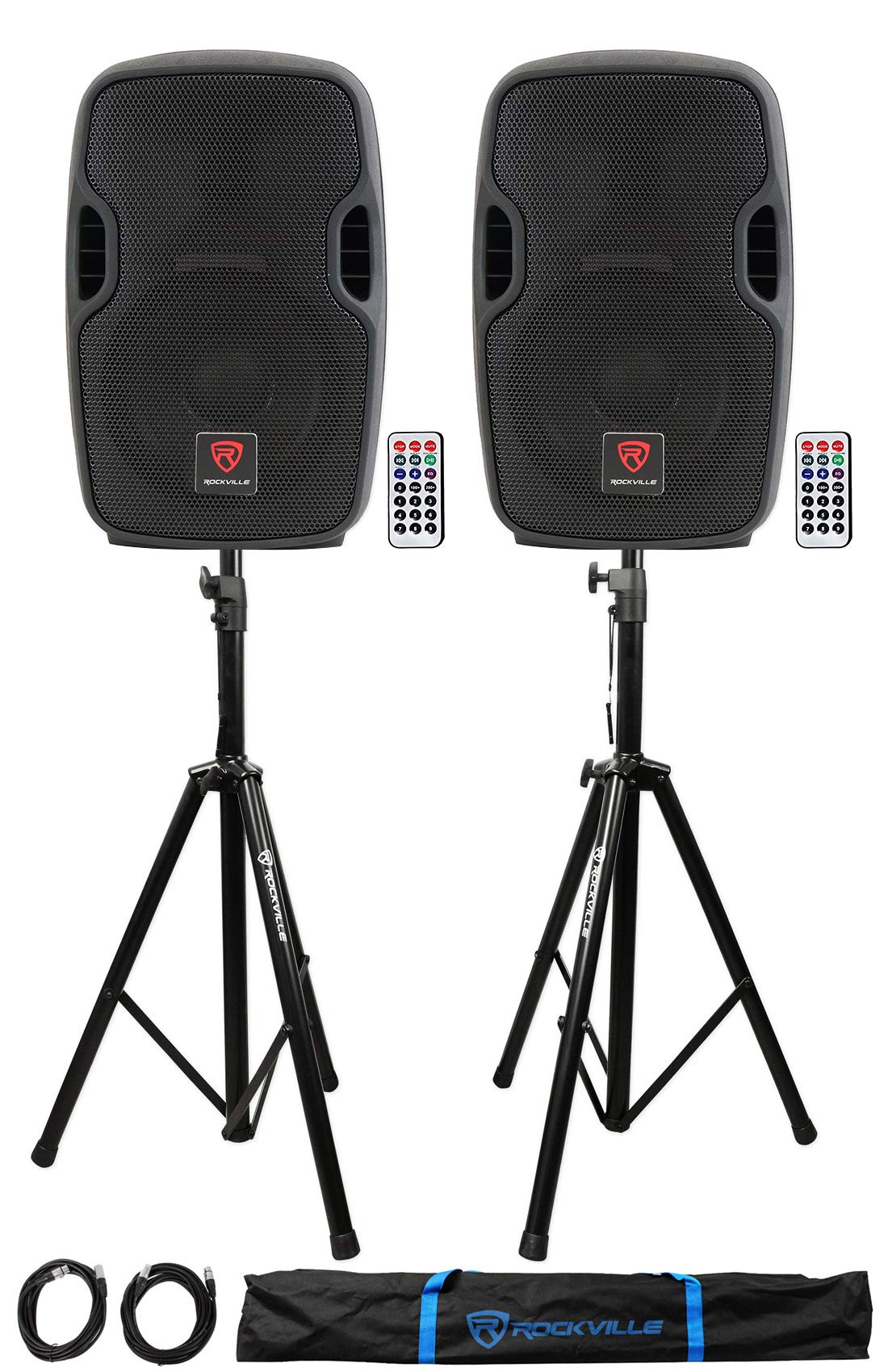 8" Powered DJ PA Speaker 2-Pack with Stands Q973