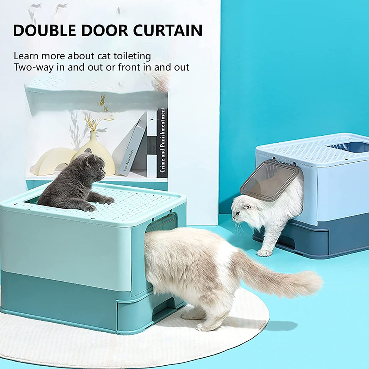 Foldable Large Top Entry Anti-Splashing Cat Litter Box with Lid and Scoop U6476