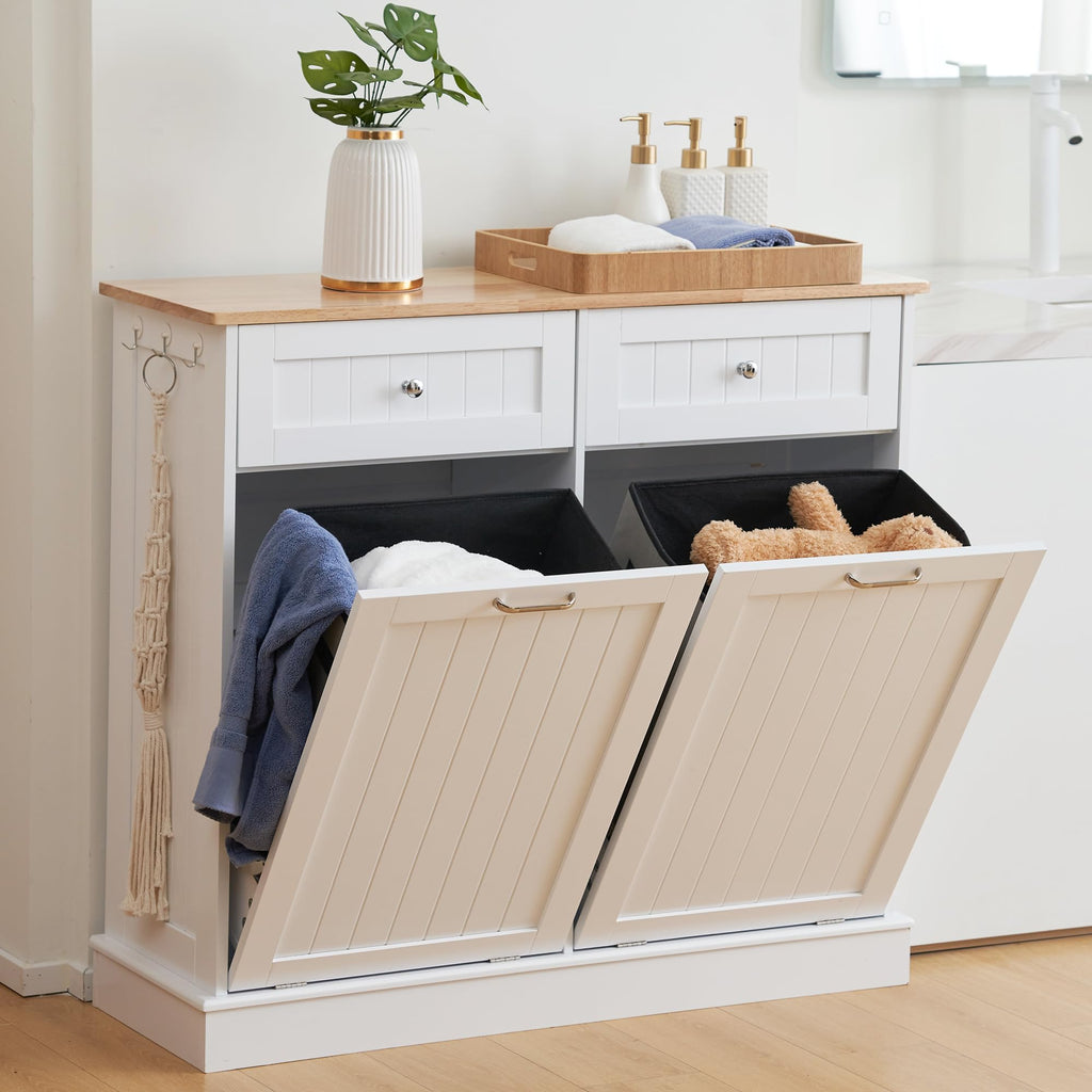 Double Tilt Out Trash Can Cabinet 2 X 13 Gallon with Storage M28929