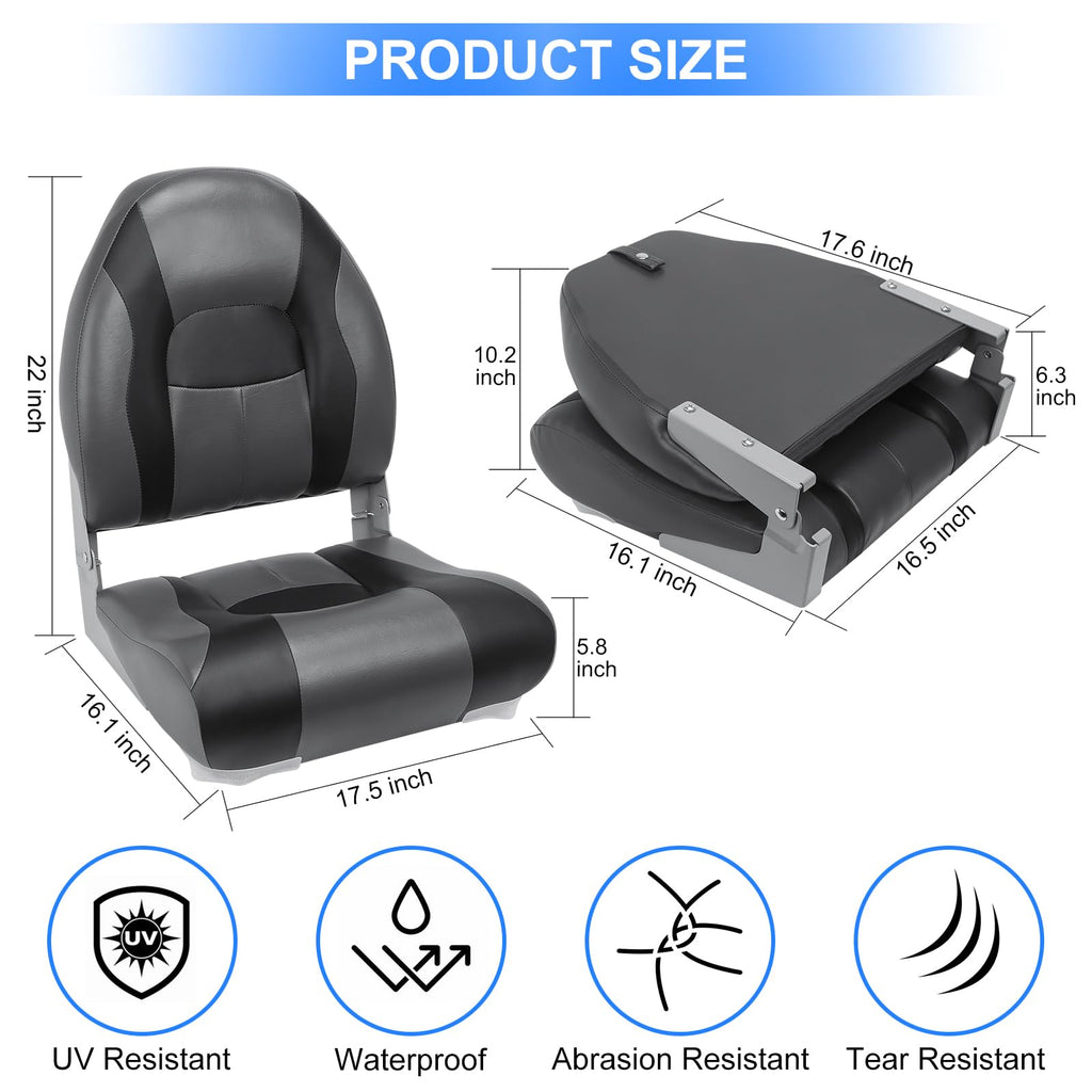 High Back Folding Waterproof Boat Seats 2 Pack Z989
