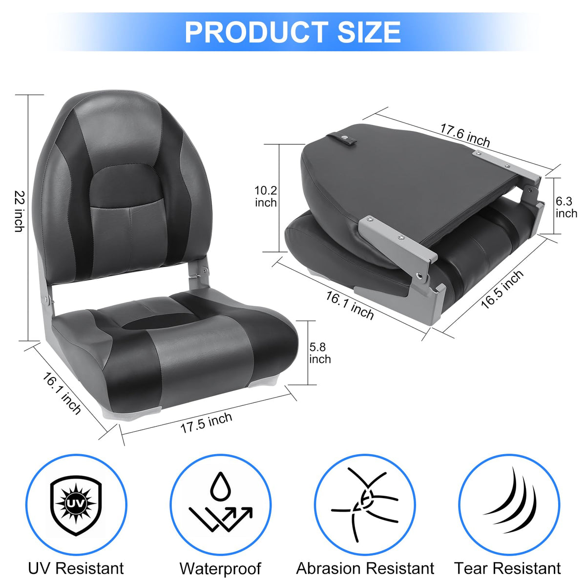 High Back Folding Waterproof Boat Seats 2 Pack Z989