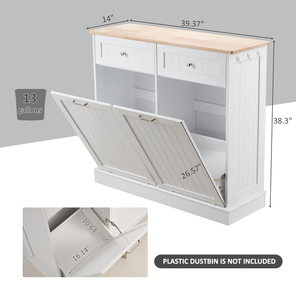 Double Tilt Out Trash Can Cabinet 2 X 13 Gallon with Storage M28929