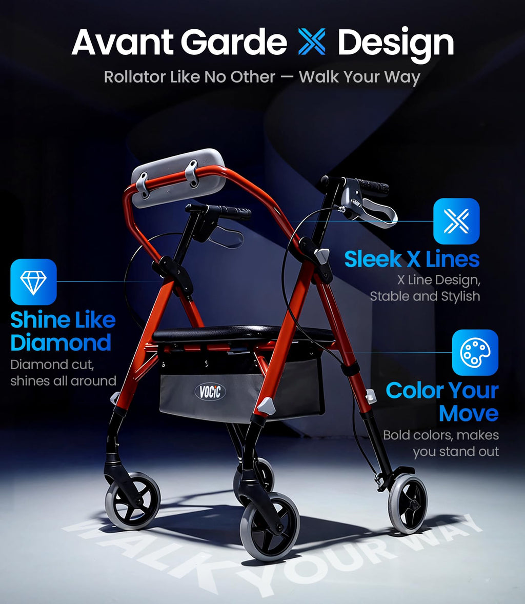 Foldable Rollator Walker with Seat P694