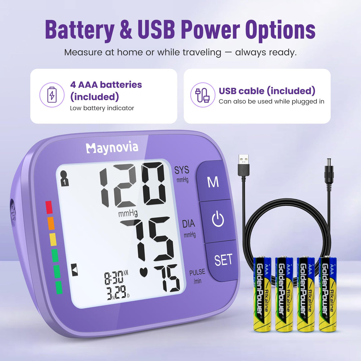 Upper Arm Blood Pressure Monitor 8.6-16.5 in Cuff Purple N420766