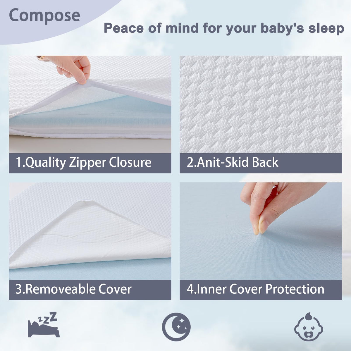 Baby Bassinet Mattress 38 x 26 Inch Gel Memory Foam A887571