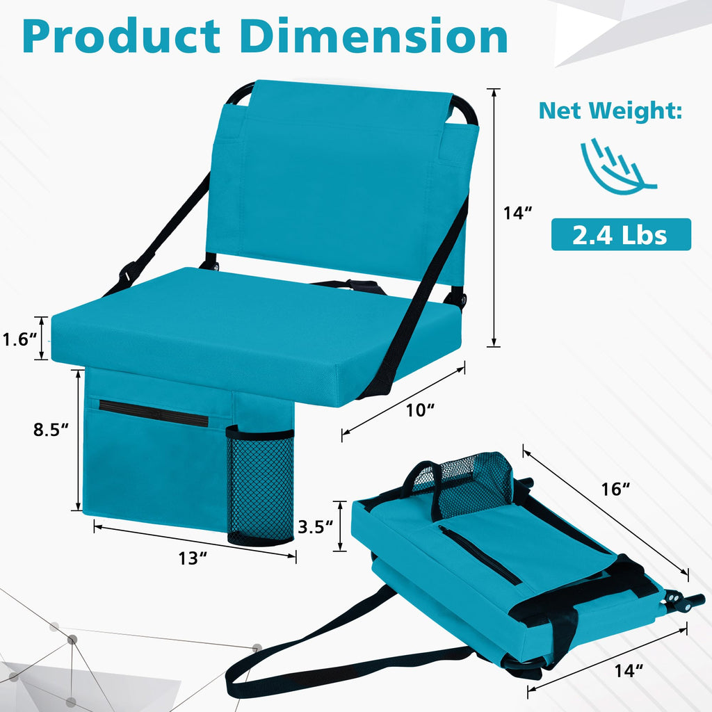 2 Pack Bleacher Seat with Back Support, Shoulder Strap & Cup Holder K70766