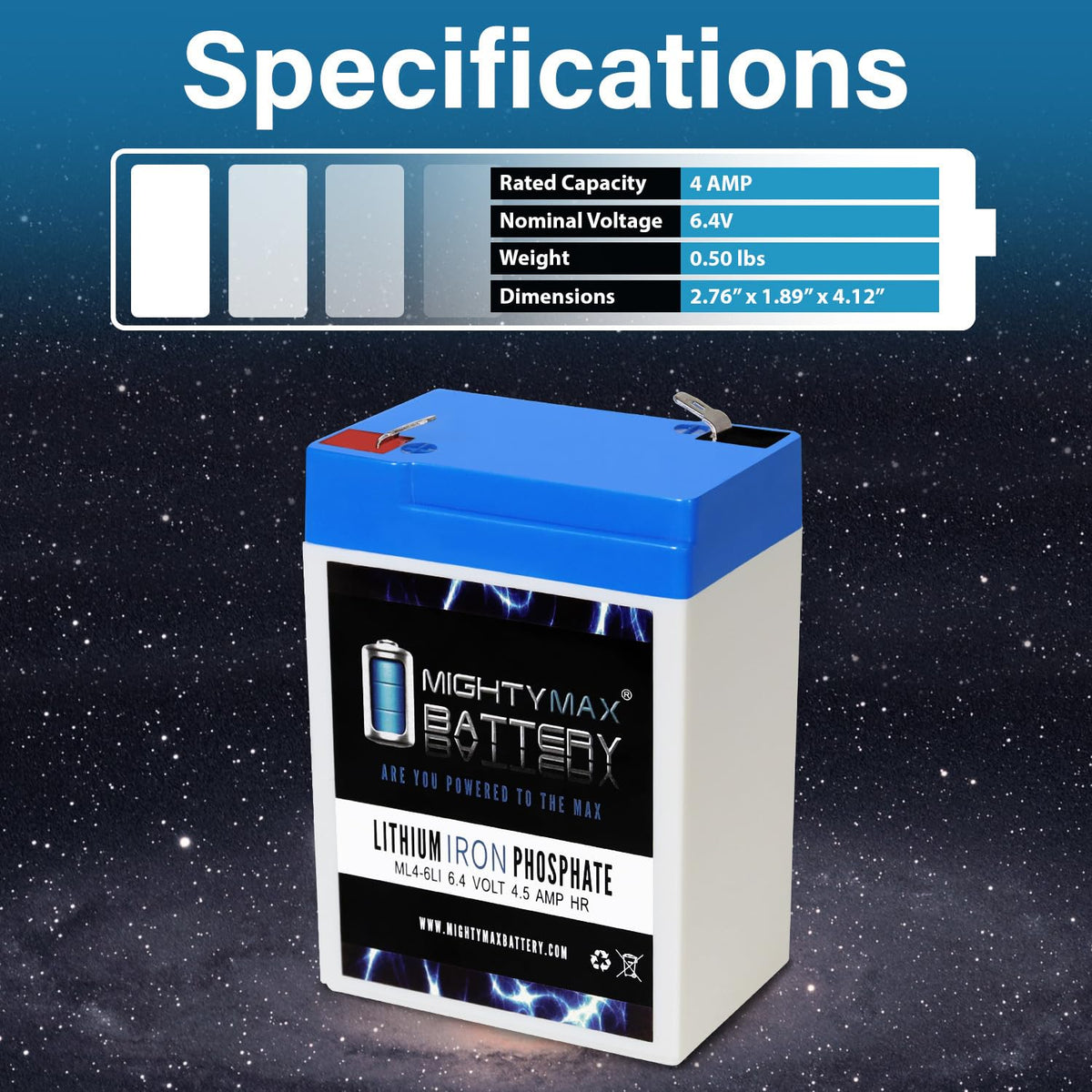6V 4.5AH Lithium Replacement Battery W9981