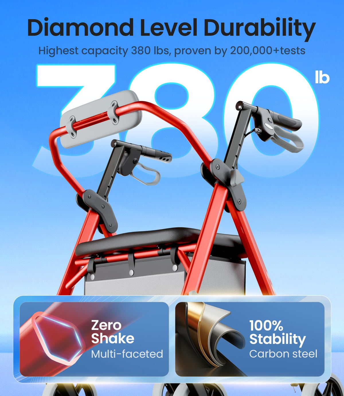 Foldable Rollator Walker with Seat P694