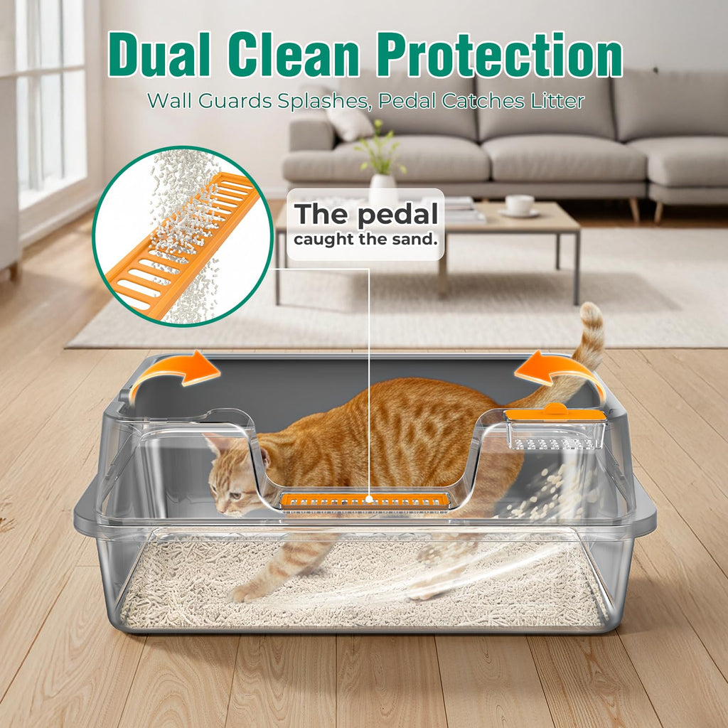 Extra Large Stainless Steel Litter Box with High Sides Y358