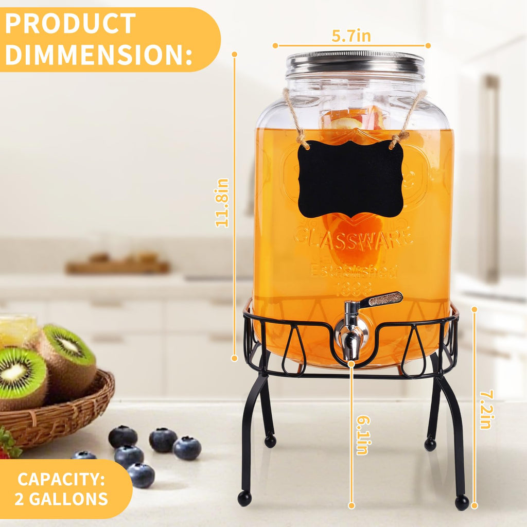 2 Gallon Glass Beverage Dispenser Jar K520