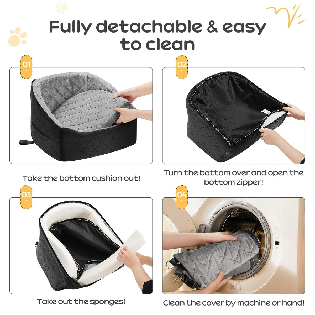 Dog Car Seat for Small Dogs Up to 30 Lbs, Grey-Black F7552