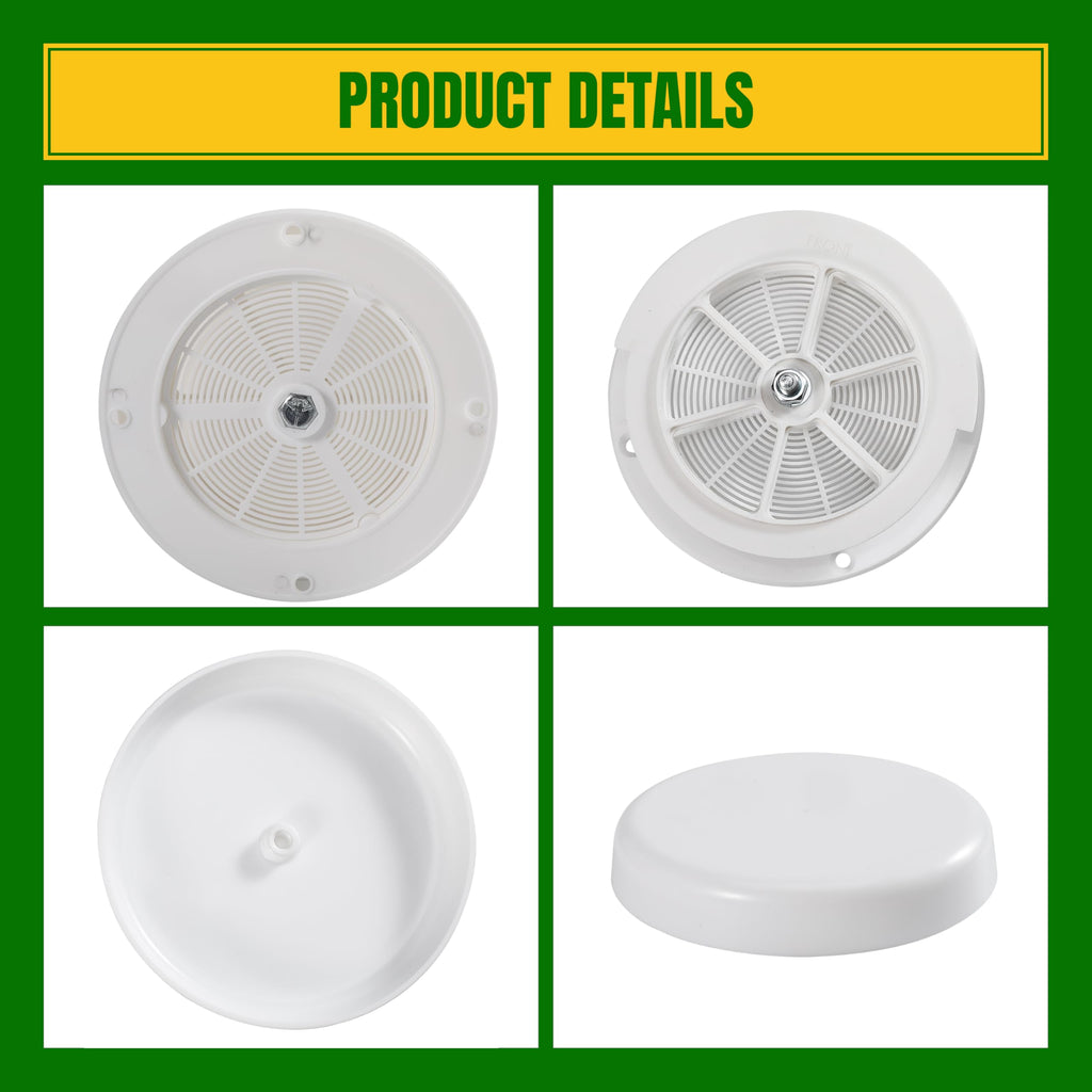 White RV Roof Mushroom Vent with Water Cover Guard Cap X620404