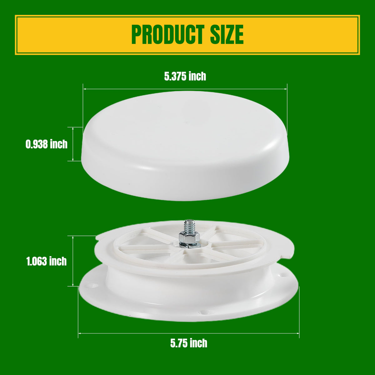 White RV Roof Mushroom Vent with Water Cover Guard Cap X620404