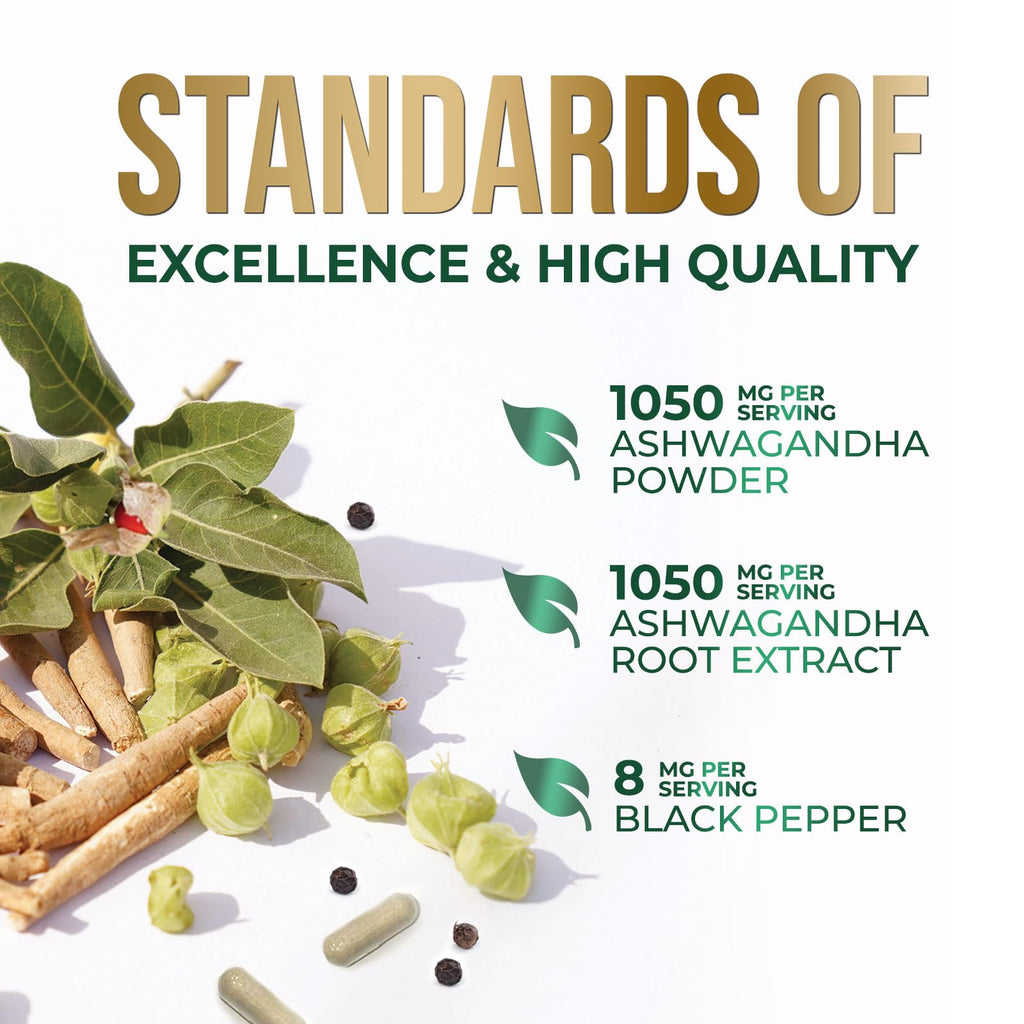Ashwagandha Capsules with Black Pepper Vegan 180 Capsules F86634