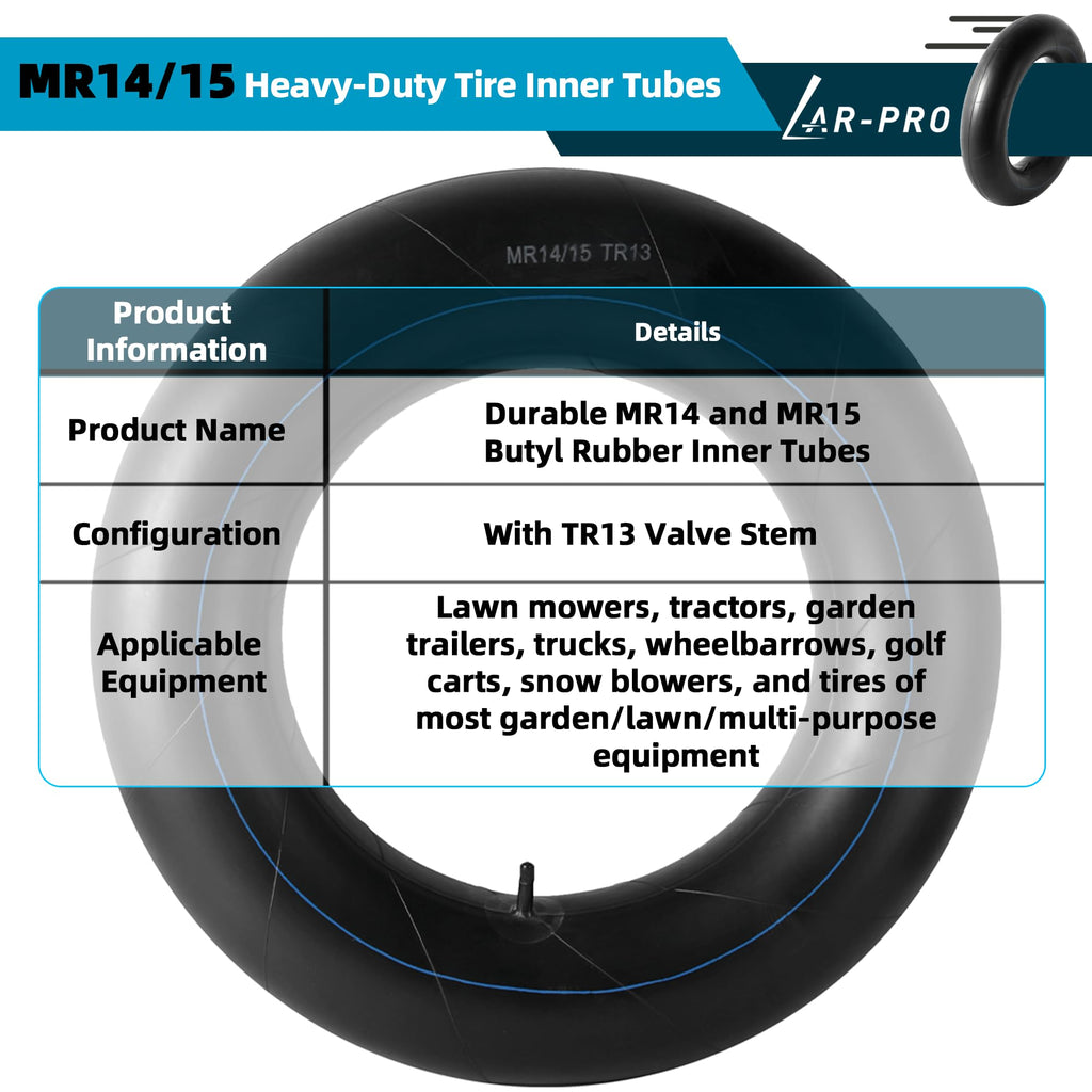 Heavy-Duty Tire Inner Tubes with TR13 Straight Valve Stems Butyl Rubber 1-Pack D407321