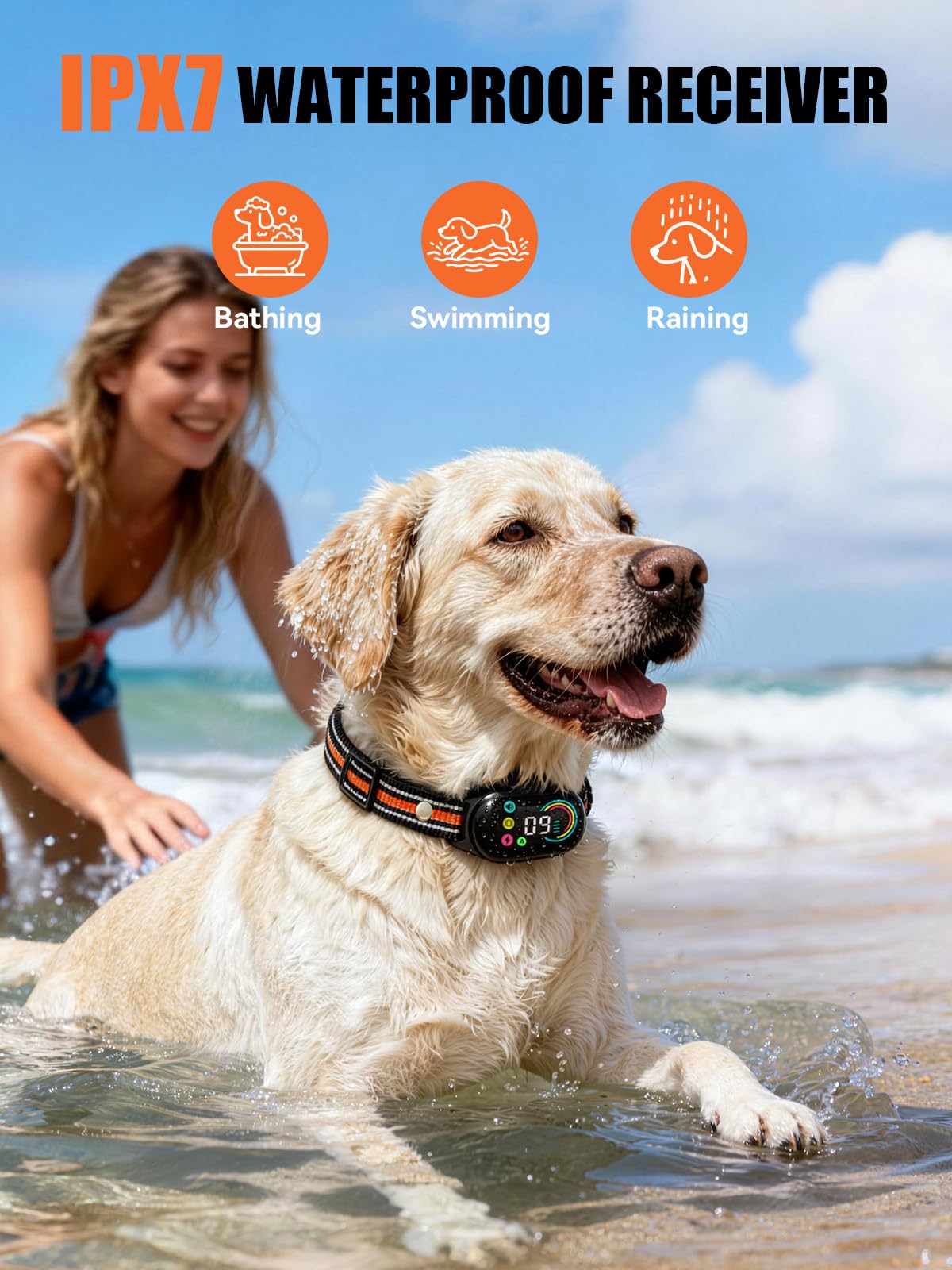 2-in-1 Dog Bark Collar & Shock Collar, IPX7 Waterproof E Collars with AI Anti-Bark/Beep/Vibration/Shock/no Shock for Small Medium Large Dog(5-120Lbs), Dog Training Collar with 3300FT Remote A4492
