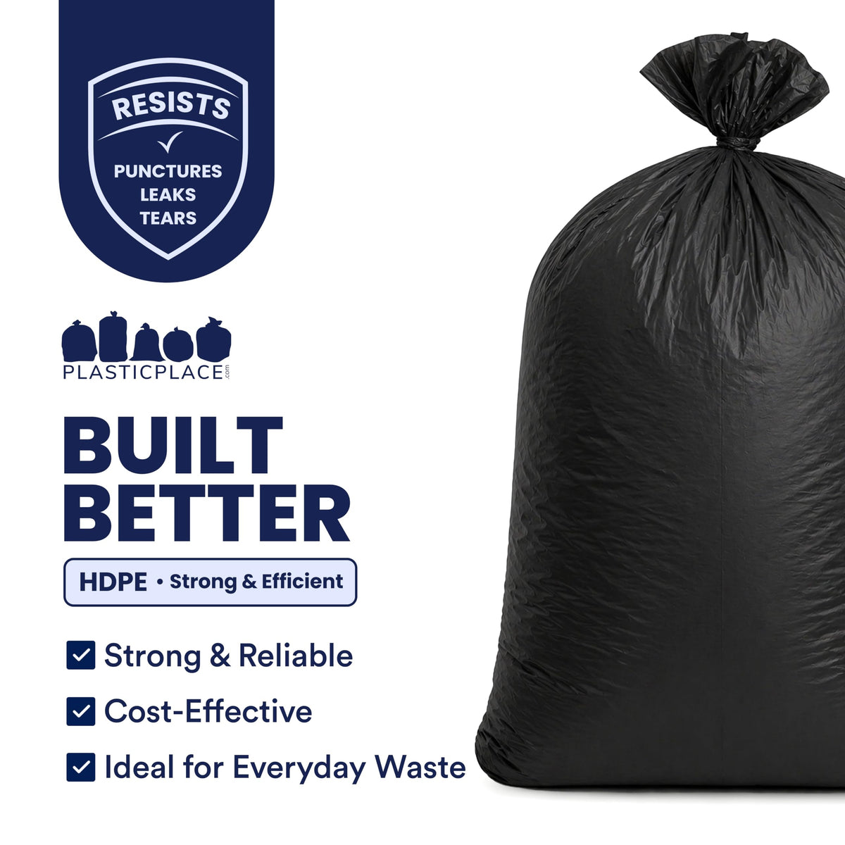 55-60 Gallon Heavy Duty Black Trash Bags, 100 Count F7542