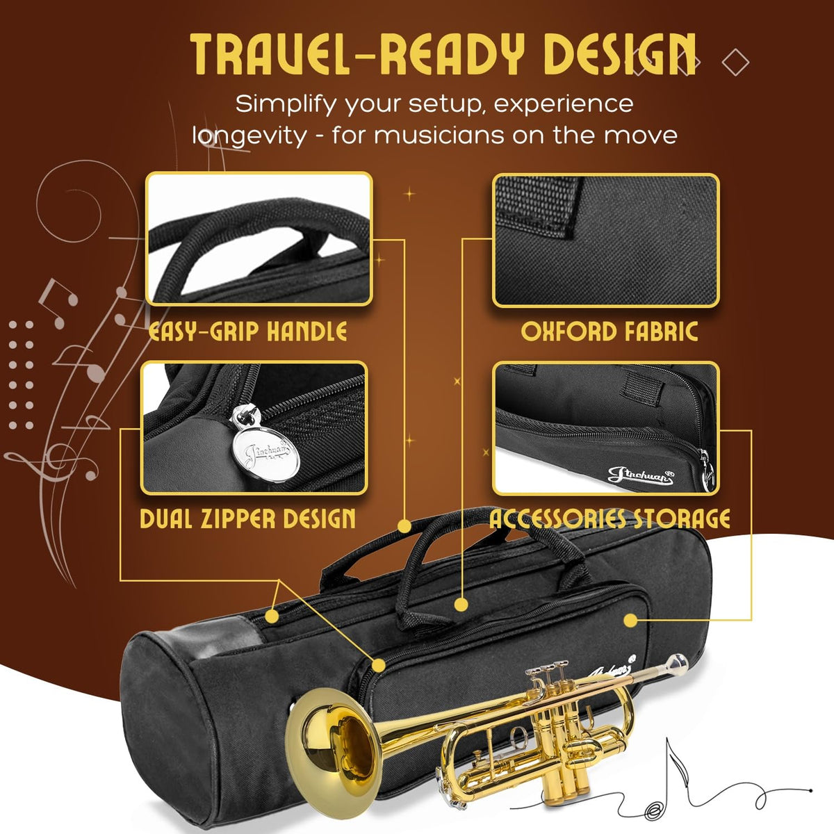 Cotton Padded Black Trumpet Bag with Adjustable Shoulder Strap E802395