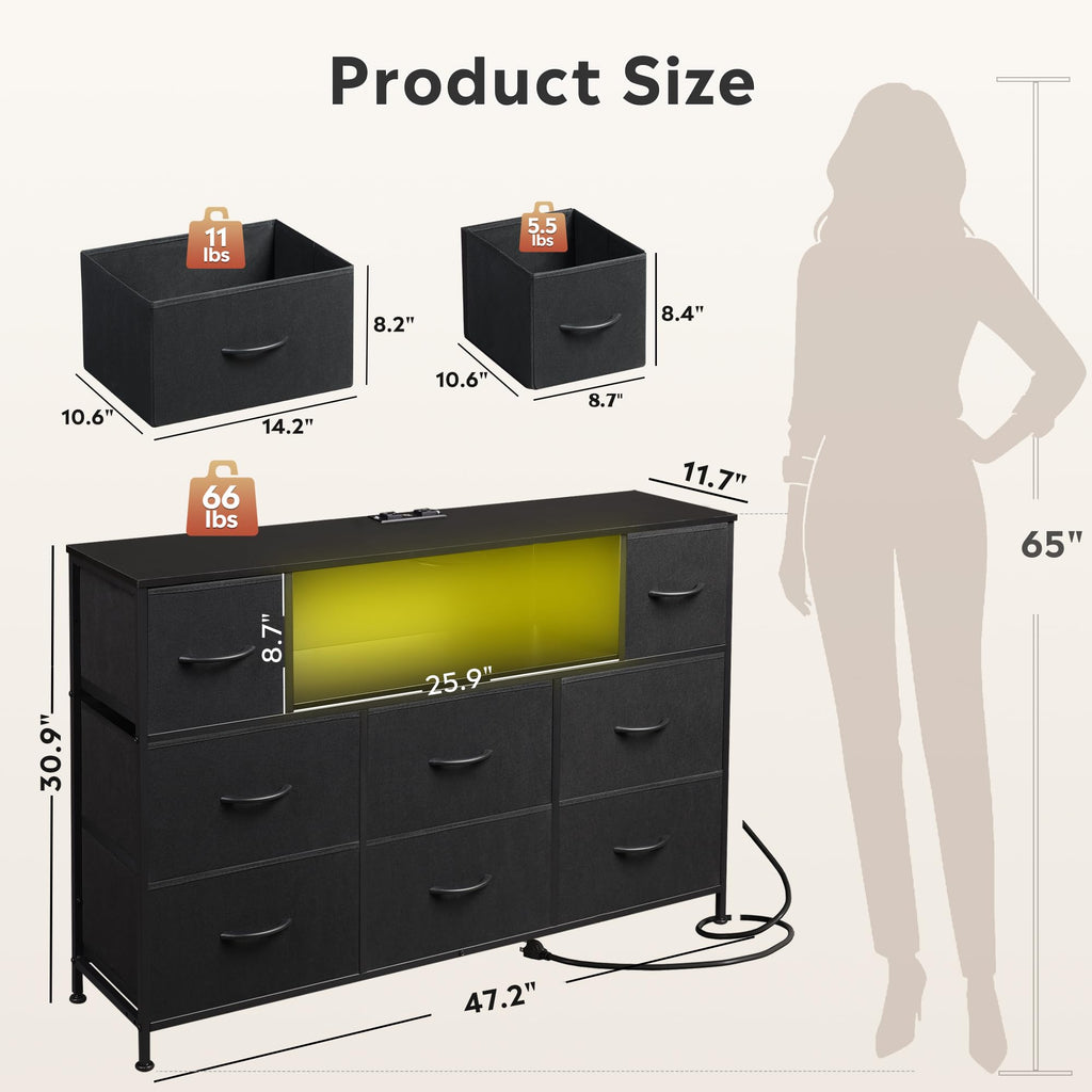 Black 8 Drawer TV Stand G19048