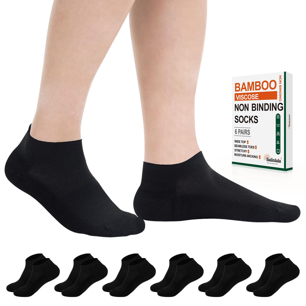 6 Pairs Low Cut Non Binding Bamboo Seamless Socks B36924