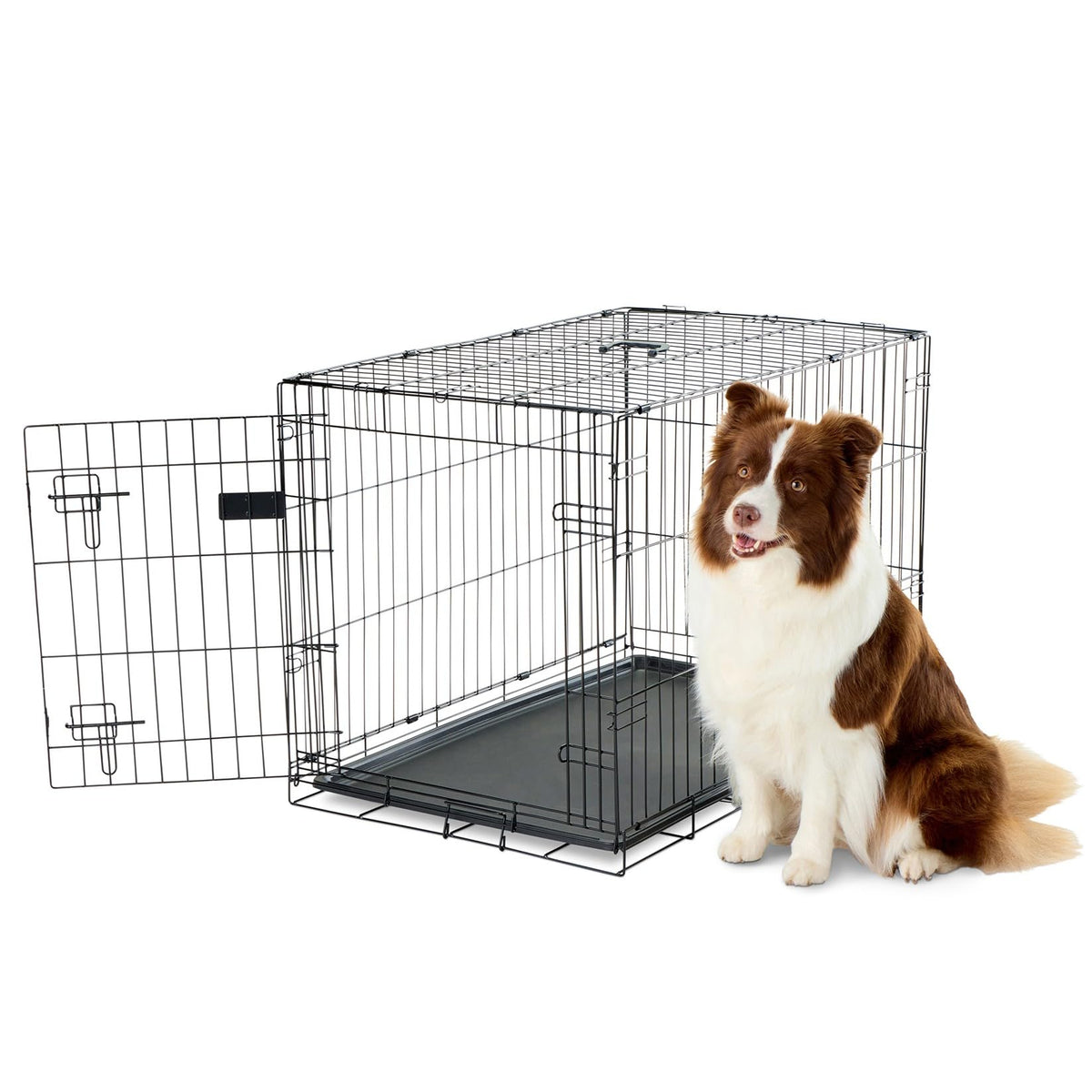 36" Foldable Metal Dog Crate with Removable Tray J9943