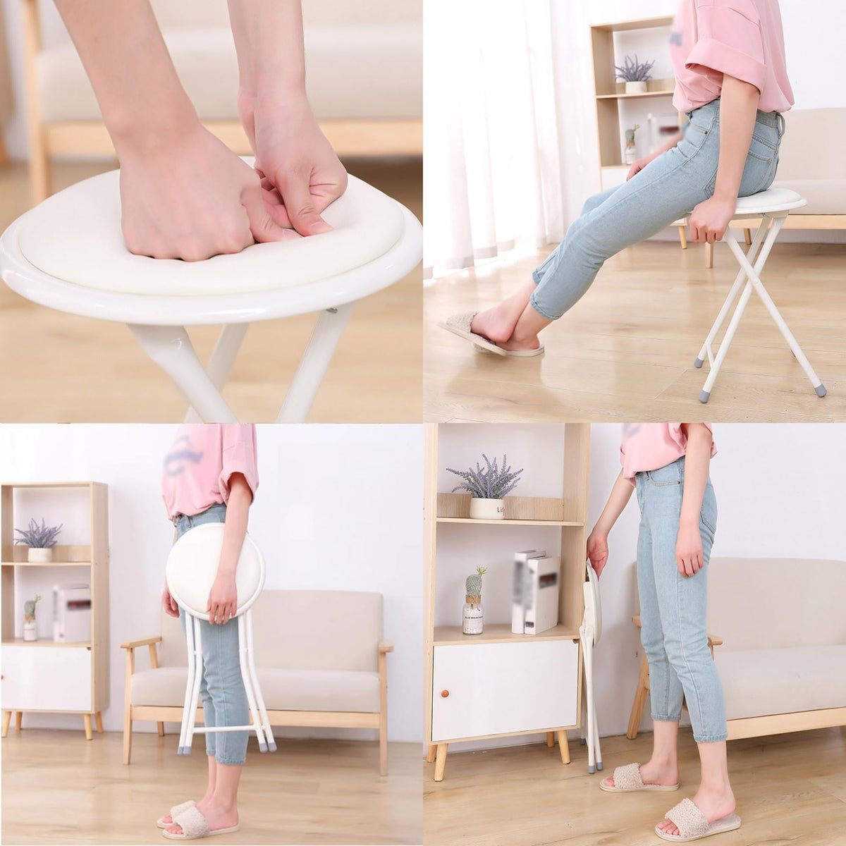 Black 18in Portable Folding Stool Y716825