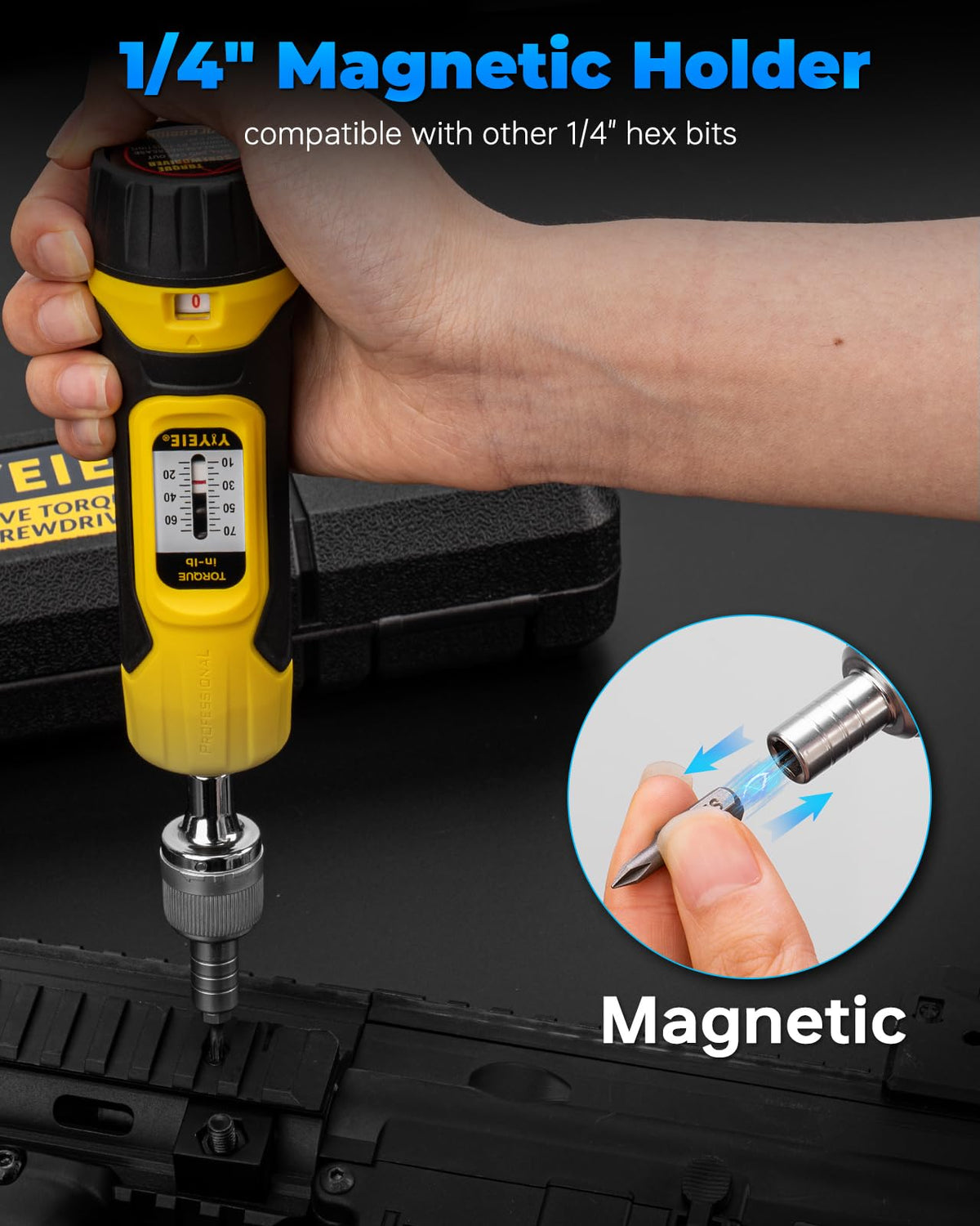 1/4" Ratchet Torque Screwdriver, 10-70 in-lbs, S2 Hex Bits L776