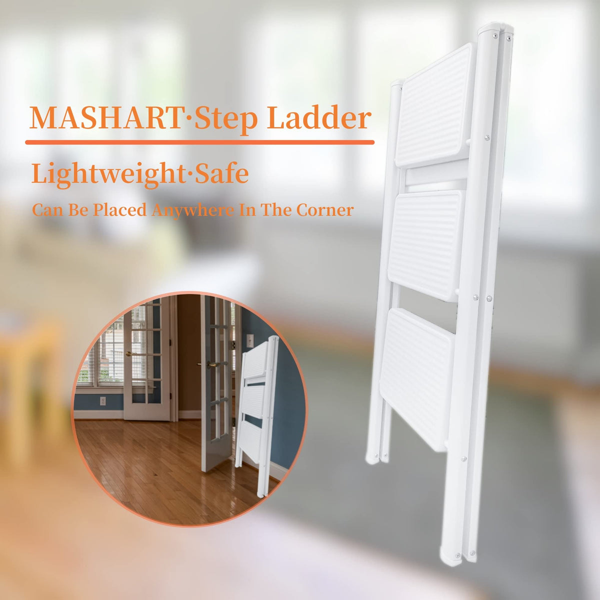 Folding 3 Step Stool with Anti-Slip Pedal J17216