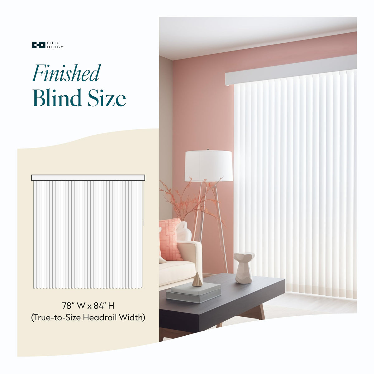 Vertical Blinds Oxford White Vinyl 78" W x 84" H M74993