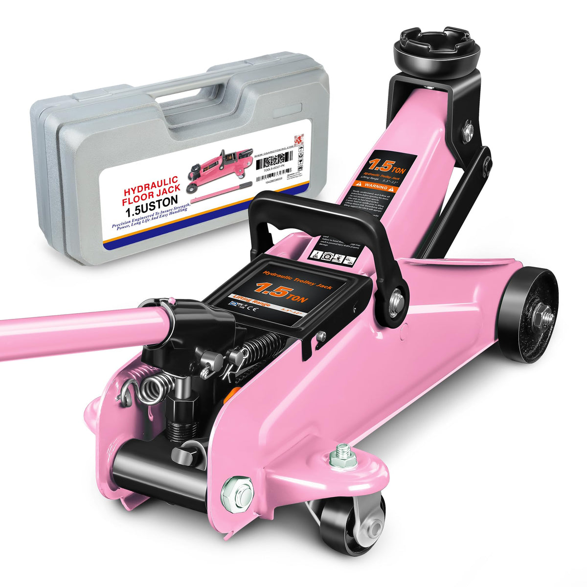 Low Profile Hydraulic Trolley Floor Jack 1.5 Ton Pink P98519